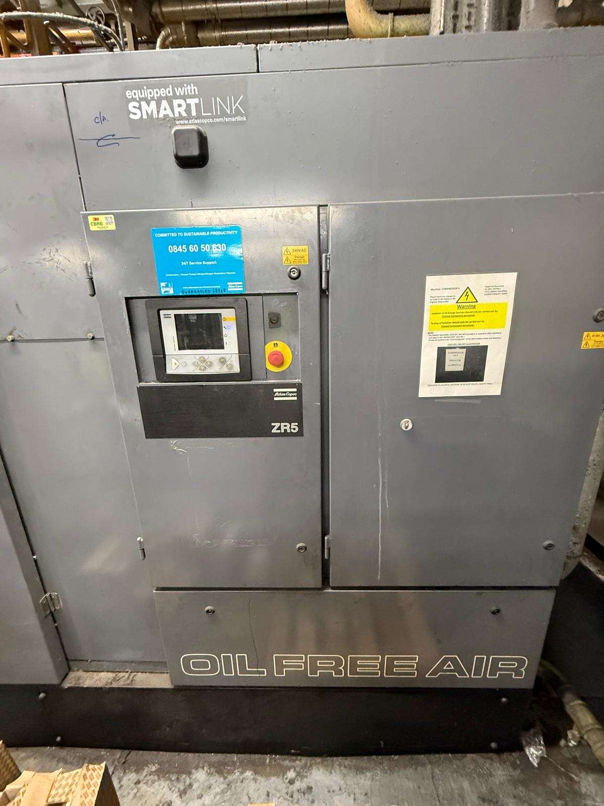 Atlas Copco ZR5-55 270kW 10.5bar oil free screw compressor